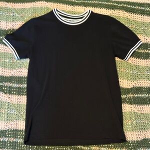 Denim & Flower Black Men's T-Shirt with White Trim